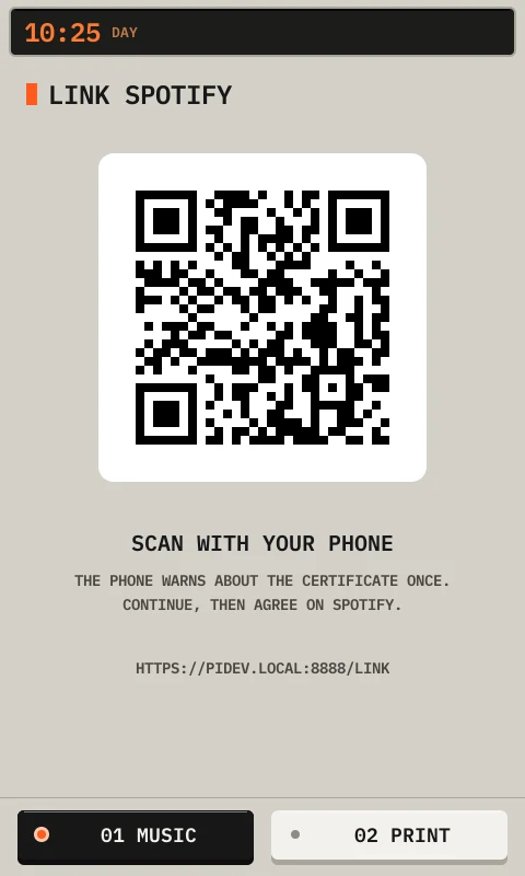 A QR code to link Spotify from a phone